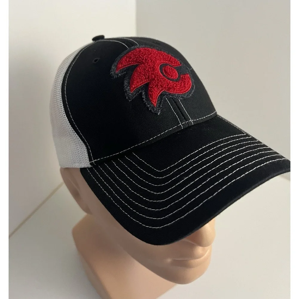 Trucker Hat Black/White Baseball Red Logo Adjustable Strap Richardson Brand